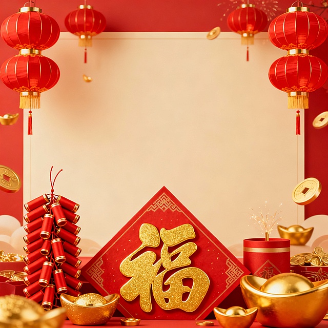 分别生成三张图片，一张新年礼盒主题，一张新年女模特图，一张新年喜庆背景图，用于电商场景
