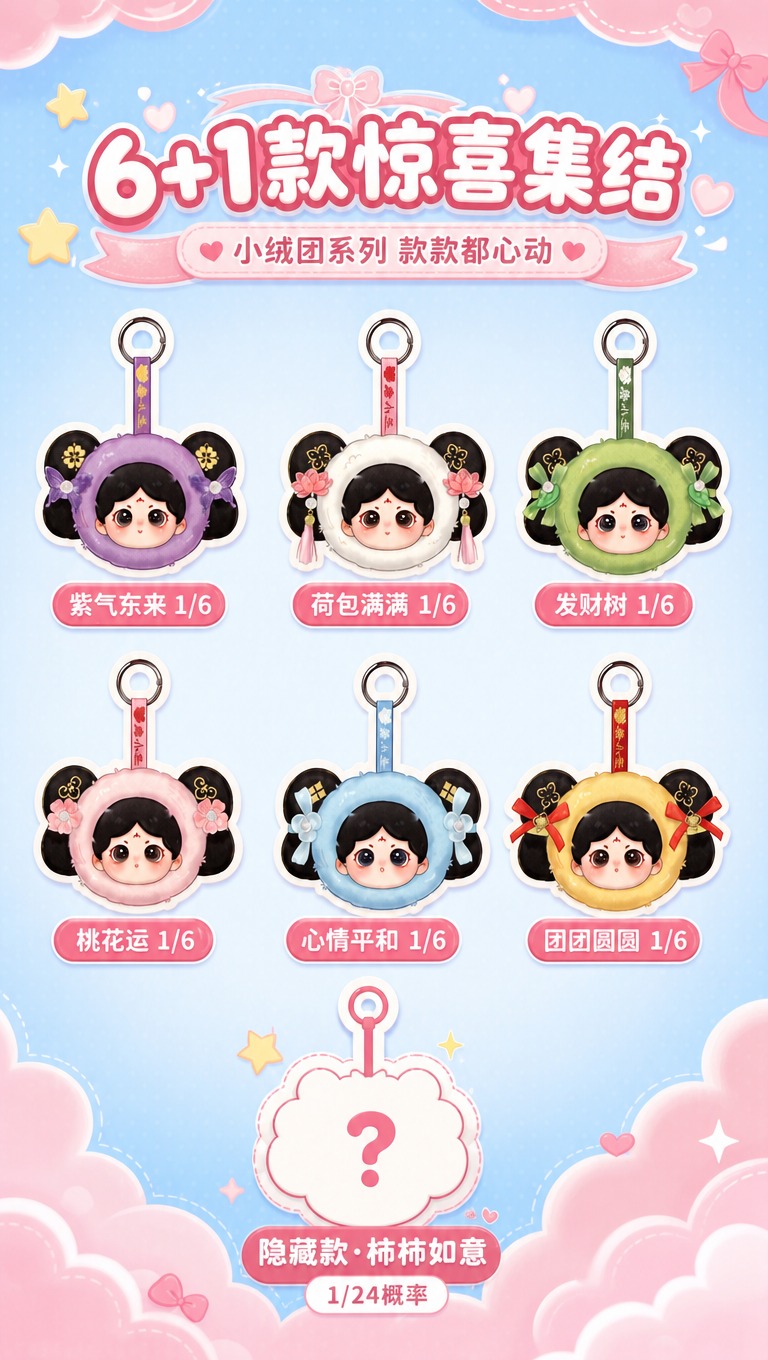 [商品] 使用【图3】唐小主小绒团系列盲盒款式展示面；保留6款… - 图片创意预览