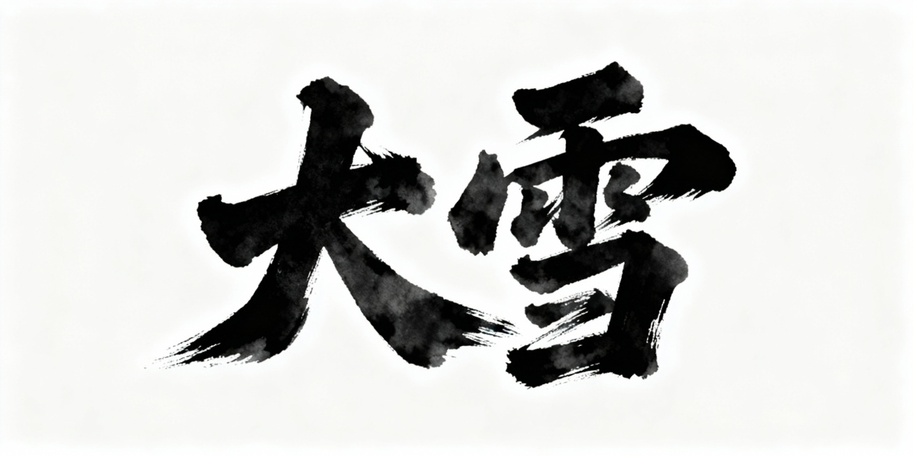 大气风格的毛笔字“大雪”，笔触苍劲有力，墨色浓淡相宜，背景为纯白色，字体结构舒展大气，具有传统书法韵味预览效果