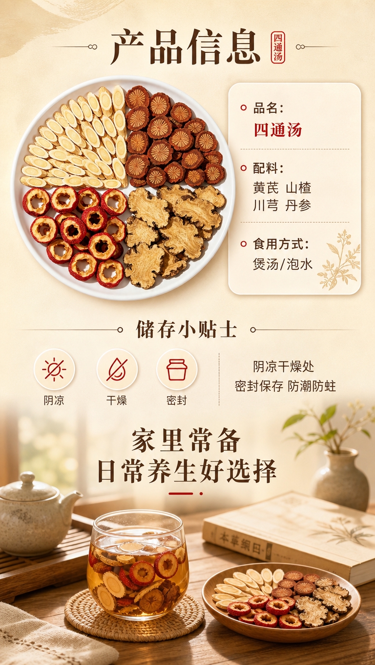 [商品] 使用【图1】四通汤四味原料（黄芪、山楂、川芎、丹参）… - 图片创意预览