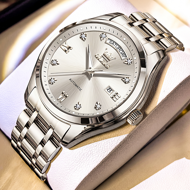 把图中的手表改成银色，保持手表形状不变，表盘和表带都改为银色，其他细节和背景保持不变