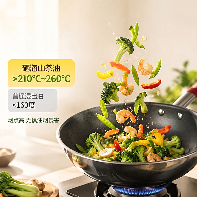 把油壶倒油消除，标题文字烹饪油烟少，高温烹饪也从容这几个字也消除