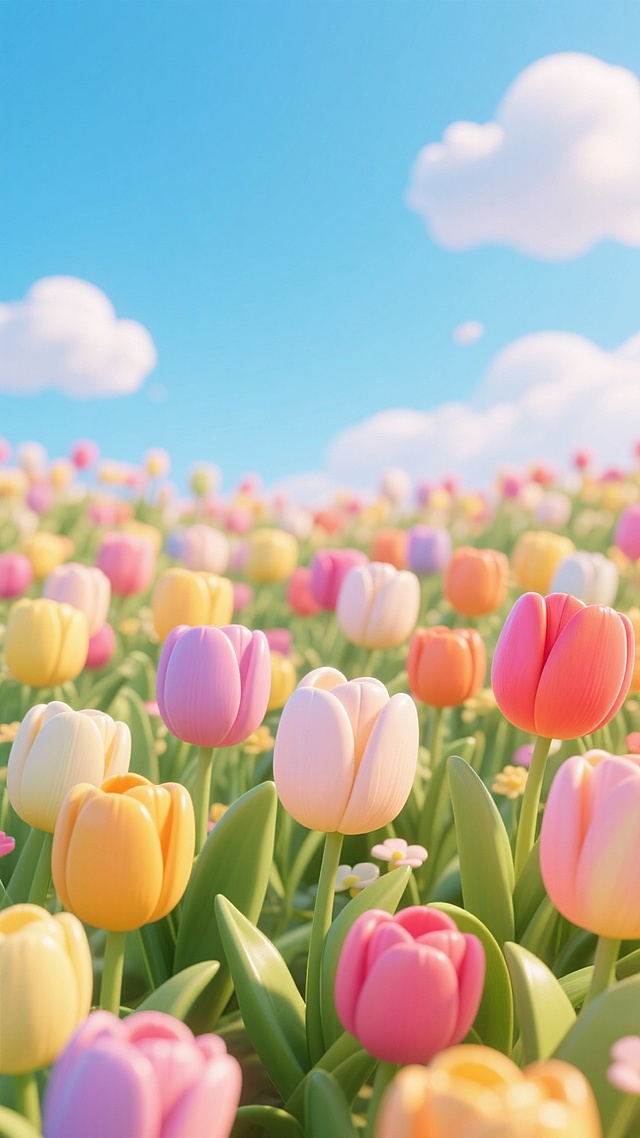 蓝天白云郁金香