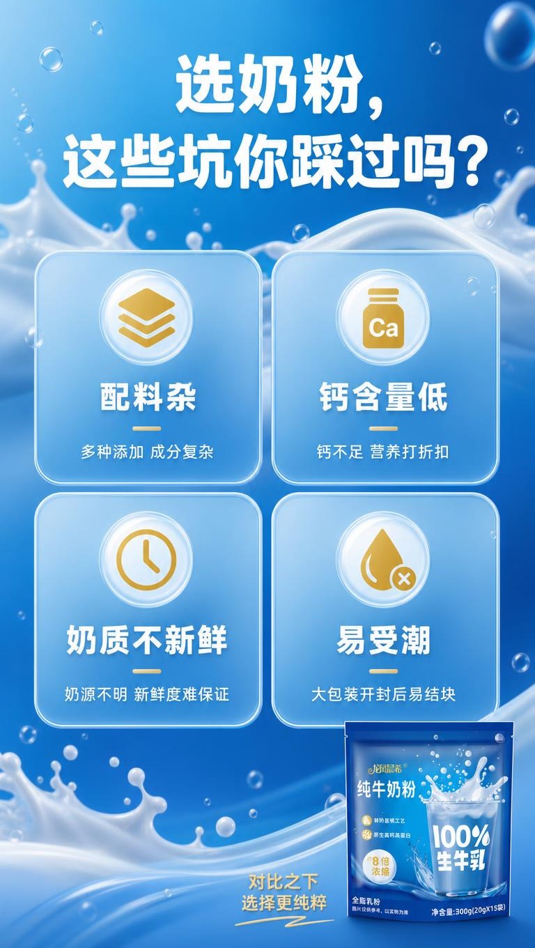 [商品] 使用【图1】龙凤晨希纯牛奶粉自立袋包装（缩小展示于页… - 图片创意预览