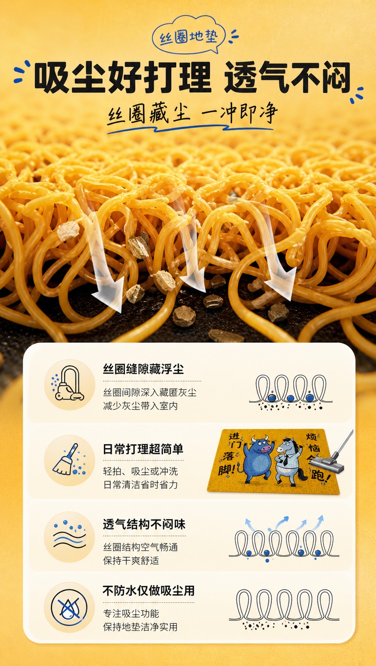 [商品] 使用【图1】黄色丝圈入户门地垫，保留黄色丝圈材质、纹… - 图片创意预览