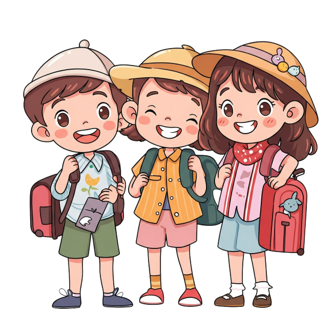 帮我根据图片2的风格修改一下图片一三个小学生的图片风格预览效果