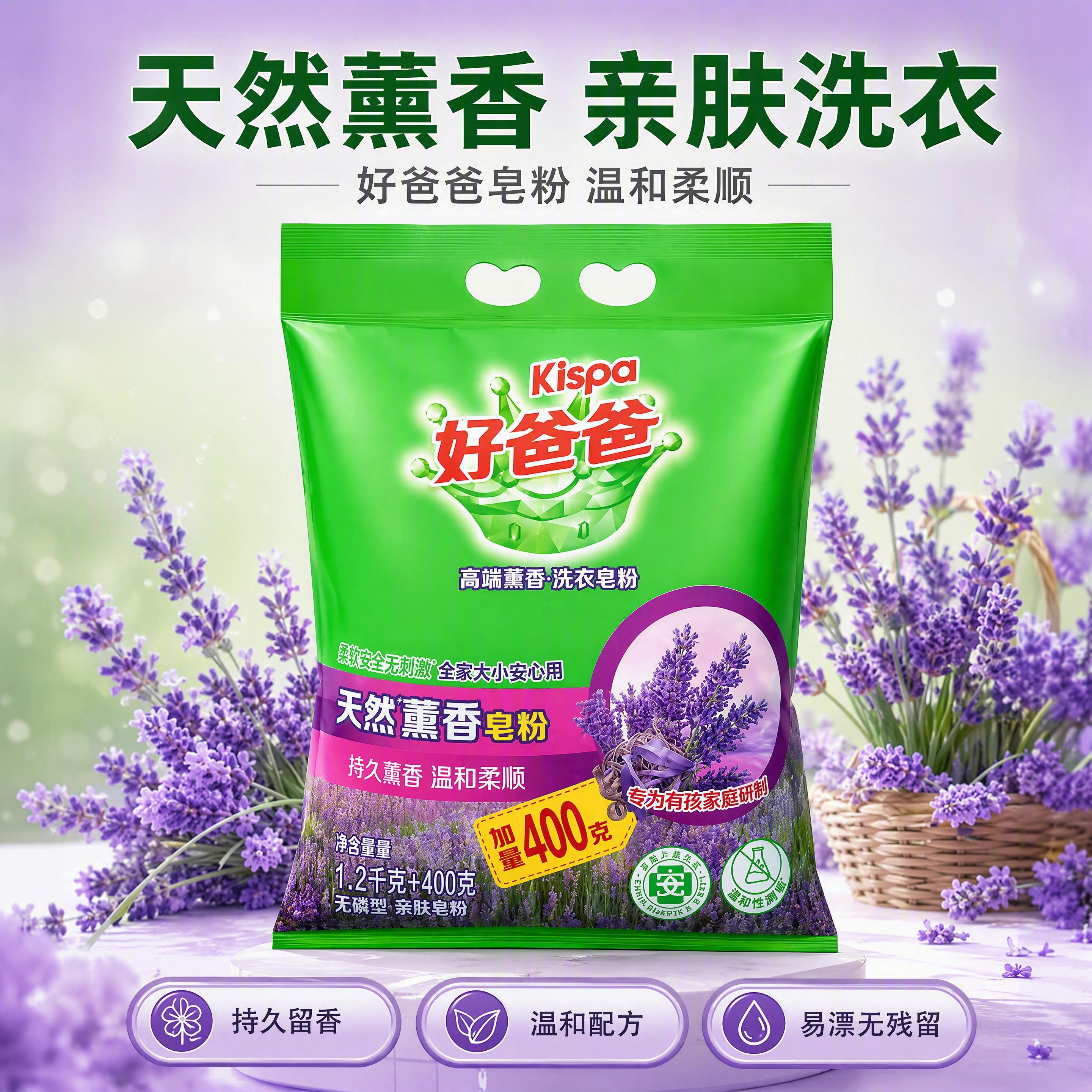[商品] 使用【图1】好爸爸天然薰香皂粉1.6kg绿色袋装；保… - 图片创意预览
