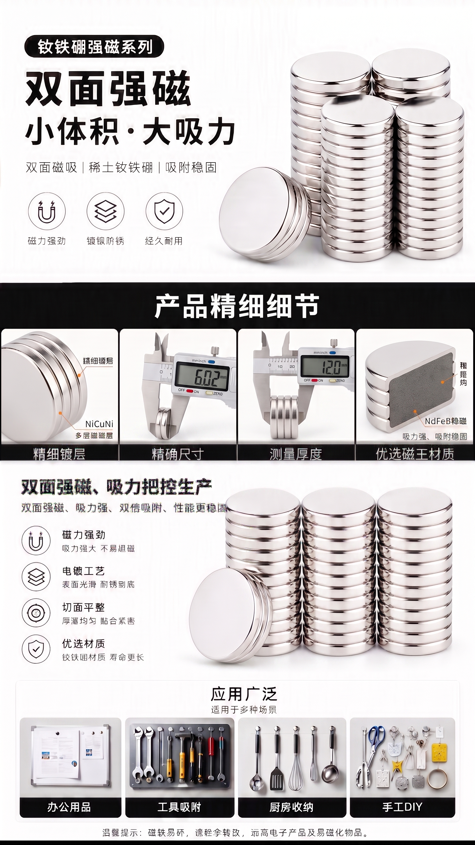 把强力拉力测试图片替换成测试厚度图，优选磁王材料，不要写N45… - 图片创意预览