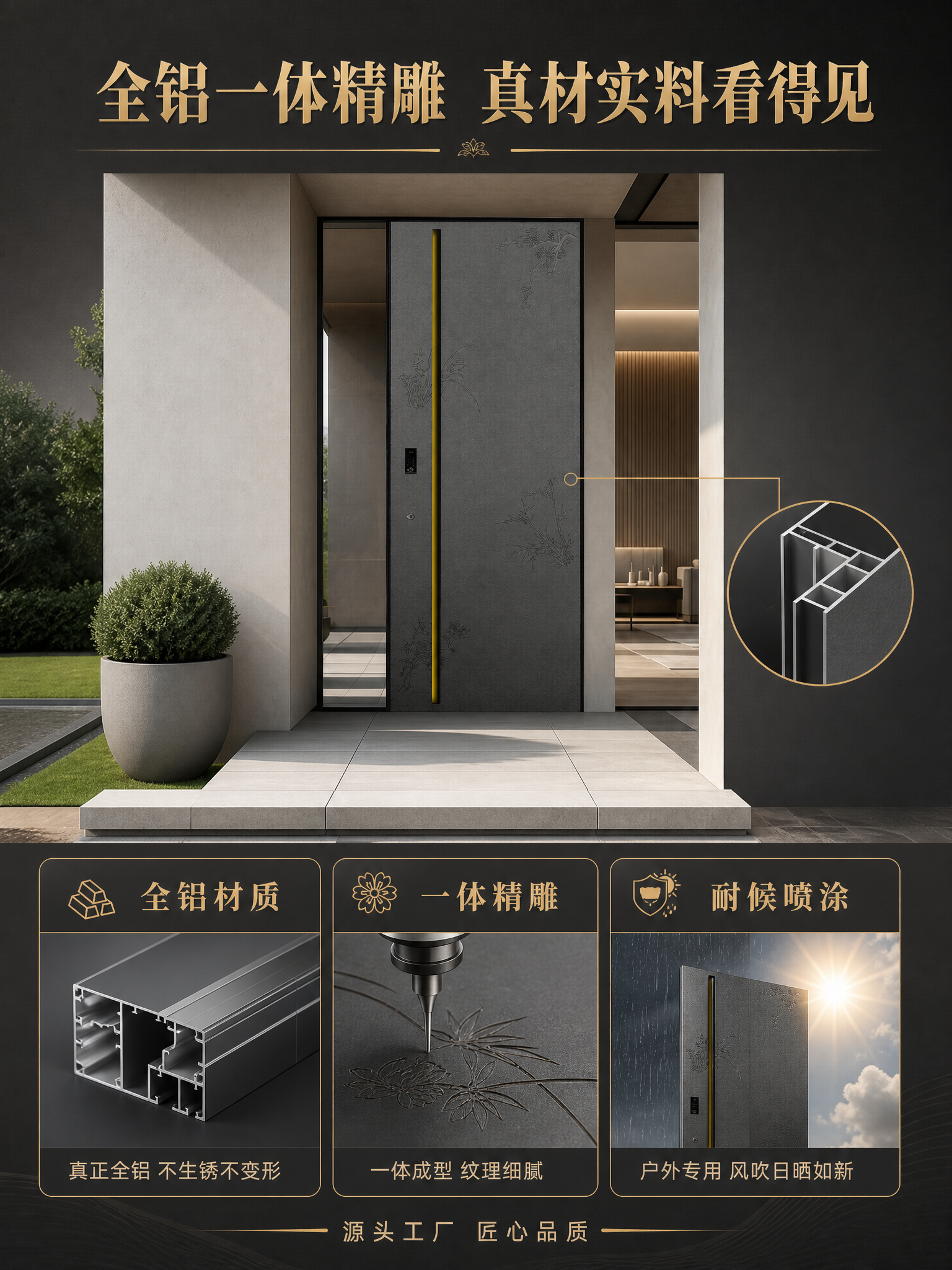 [商品] 使用【图1】臻尚铂门兰竹雅韵全铝别墅大门；保留深灰色… - 图片创意预览