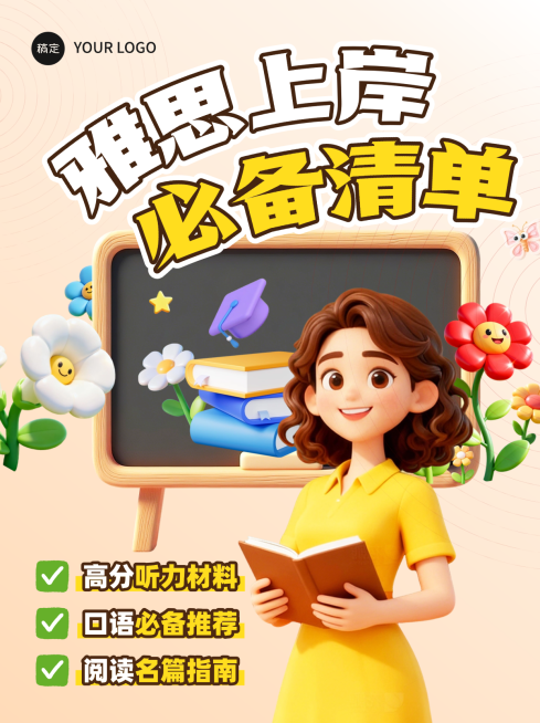 雅思上岸必备高分特惠提升K12教育小红书封面配图预览效果