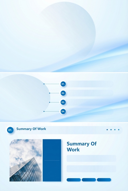 去掉这张PPT长图里前三页所有的文字内容，仅保留原始的浅蓝色渐变几何背景，保持所有图形、色块结构不变，不要改变整体布局和尺寸比例预览效果
