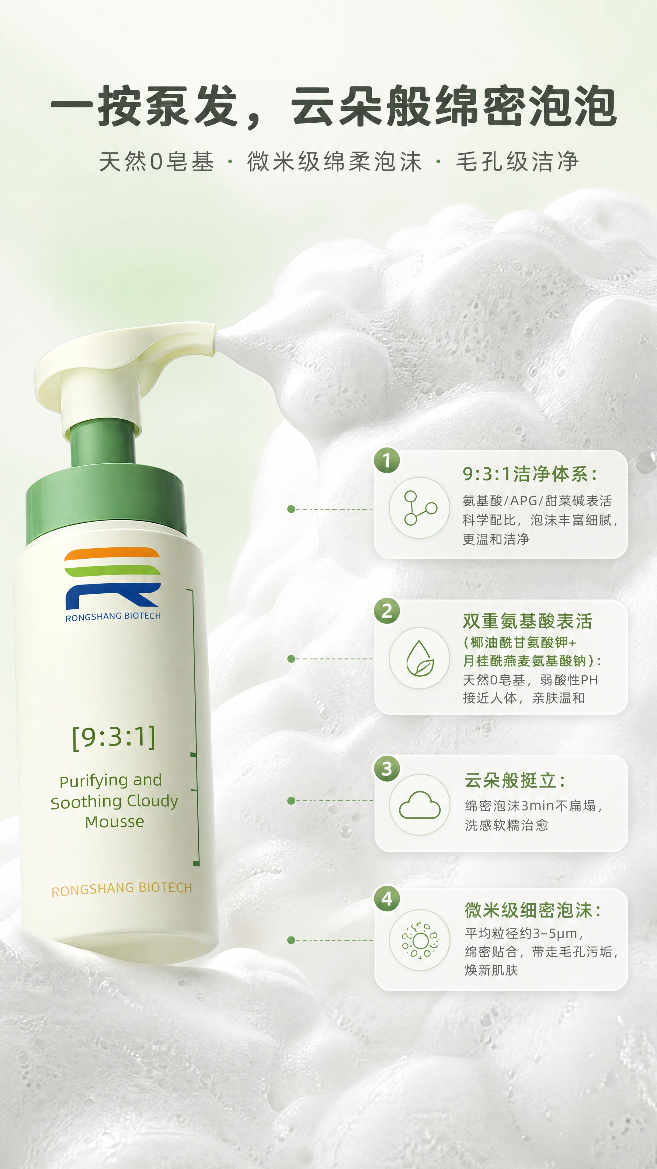 [商品] 使用【图1】净澈舒颜云感慕斯洁面产品；保留瓶身结构、… - 图片创意预览