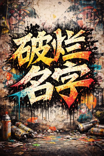 以"破烂名字"为主题的创意艺术图像，呈现带有复古破旧质感的文字艺术效果，整体氛围充满随性不羁的街头风格预览效果