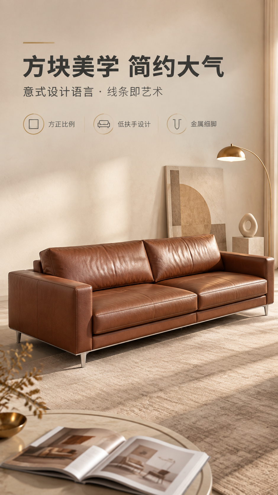 [商品] 使用【图1】LKS1006回声沙发棕色真皮款；保留方… - 图片创意预览