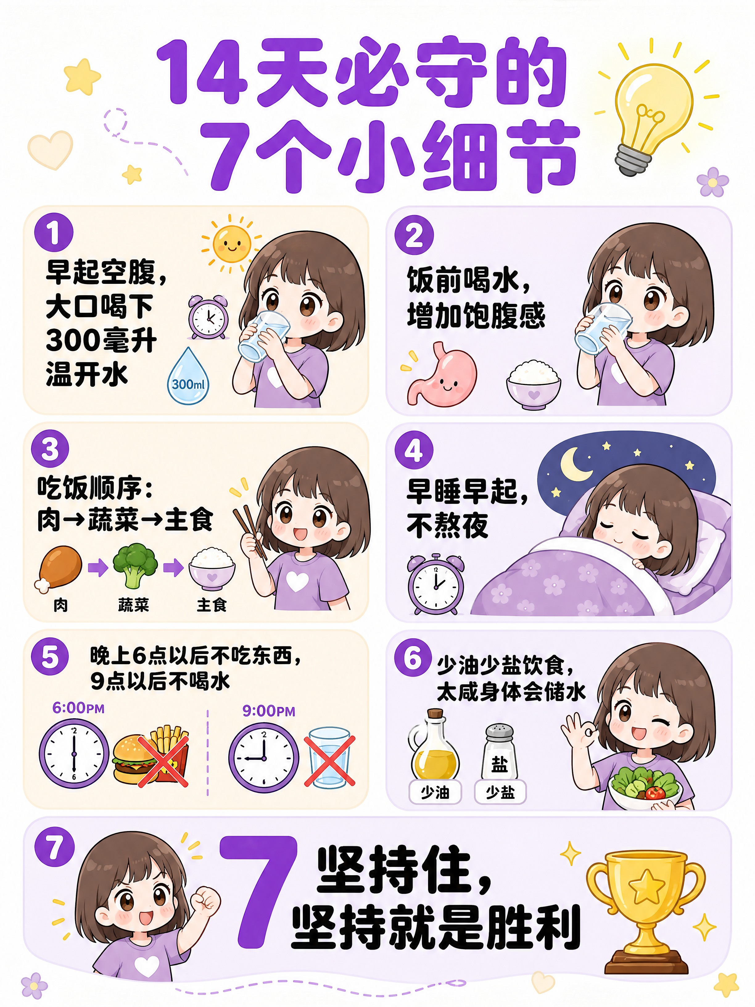 小红书减脂笔记内页，竖版3:4，日系Q版二次元赛璐璐风格，纯白… - 图片创意预览