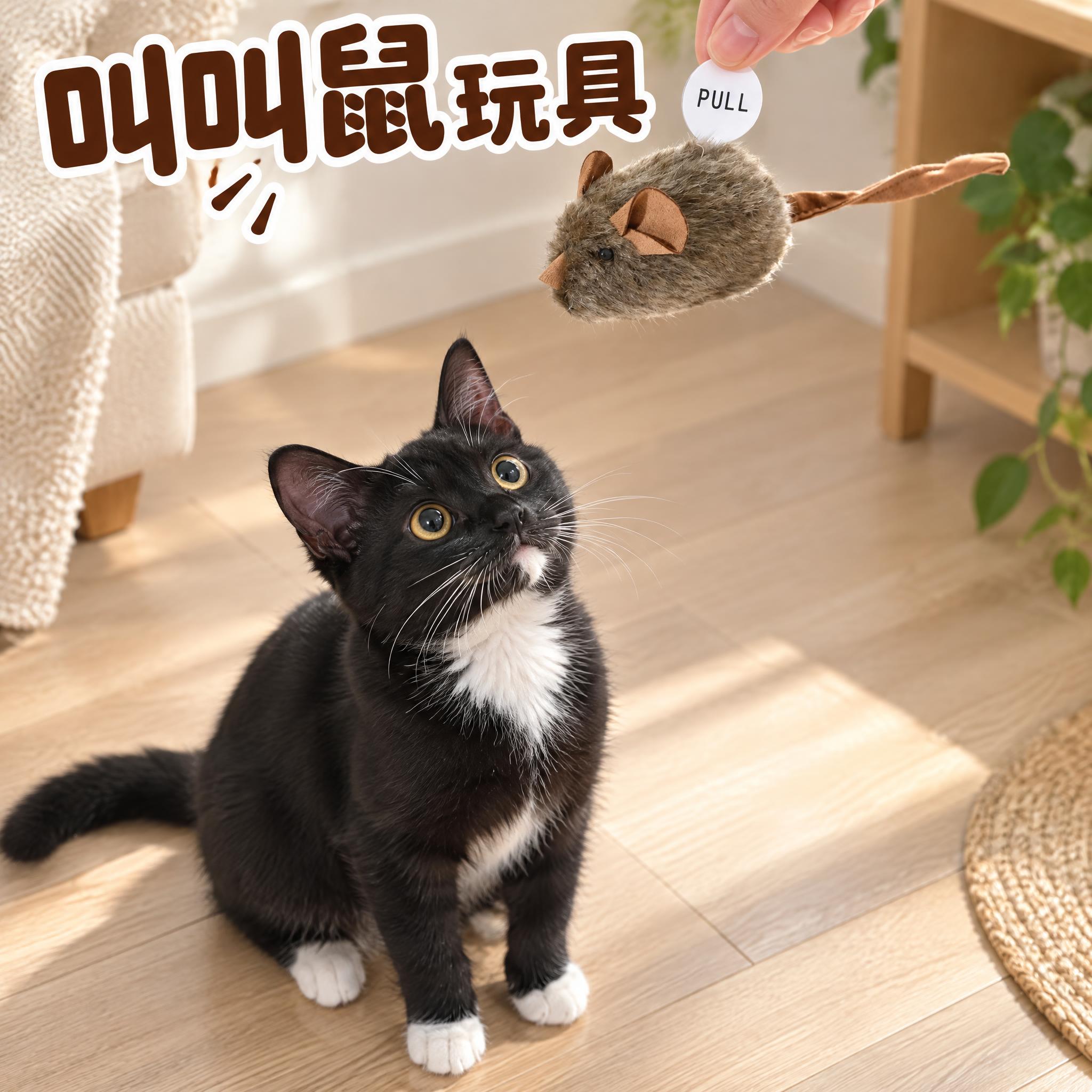 以参考图中的叫叫鼠玩具和黑白奶牛猫gogo为原型，严格复刻两者… - 图片创意预览