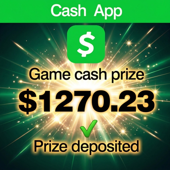 基于原图重构，保持Cash App Logo、所有文字、金额$1270.23所有内容和位置完全不变，文字不做任何修改。增强画面冲击感，添加更强的动态闪光特效、中心放射光效，围绕金额强化光效，替换背景为预览效果