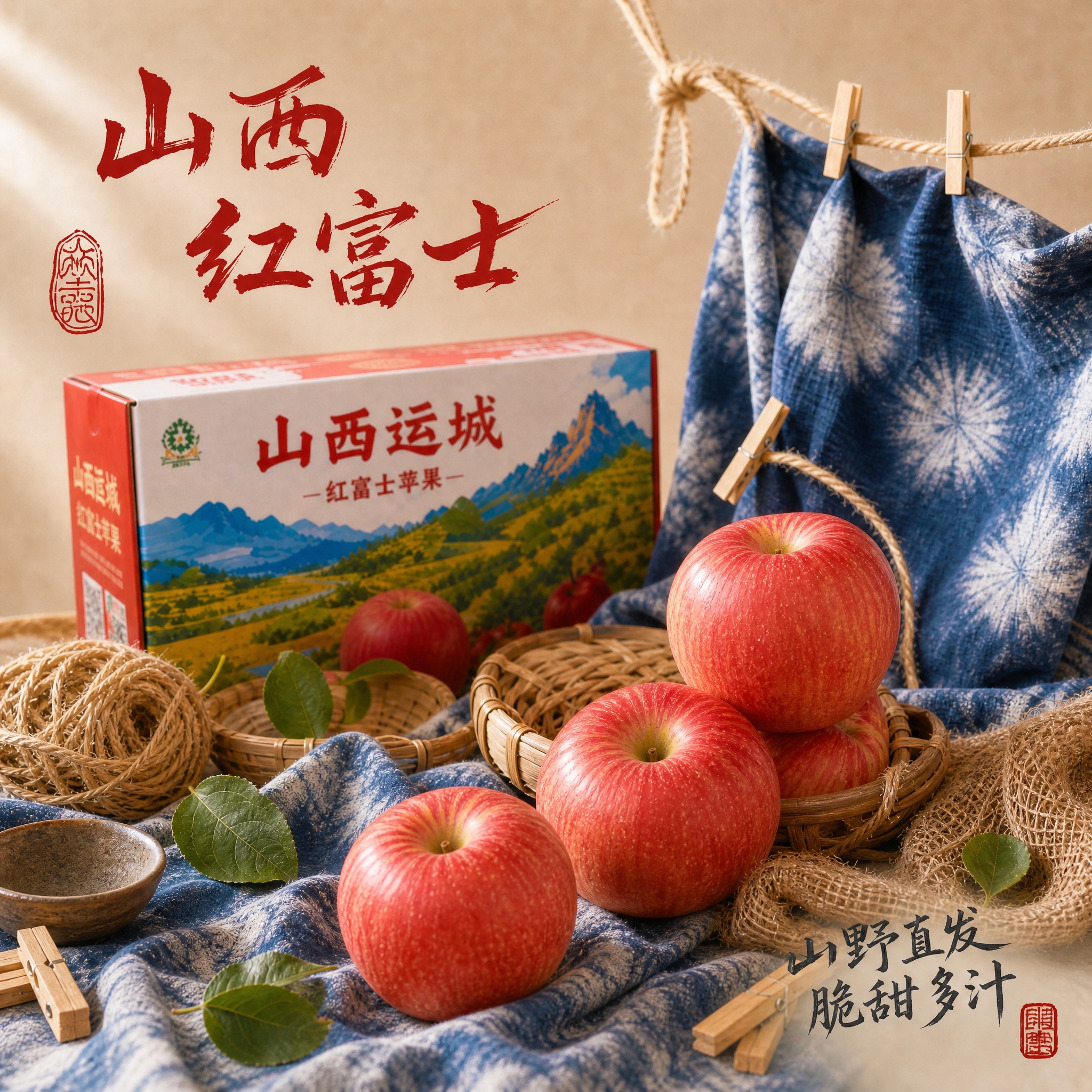 高品质果蔬海报摄影，原生态山野风格电商主图。左上角有赤红色手写… - 图片创意预览