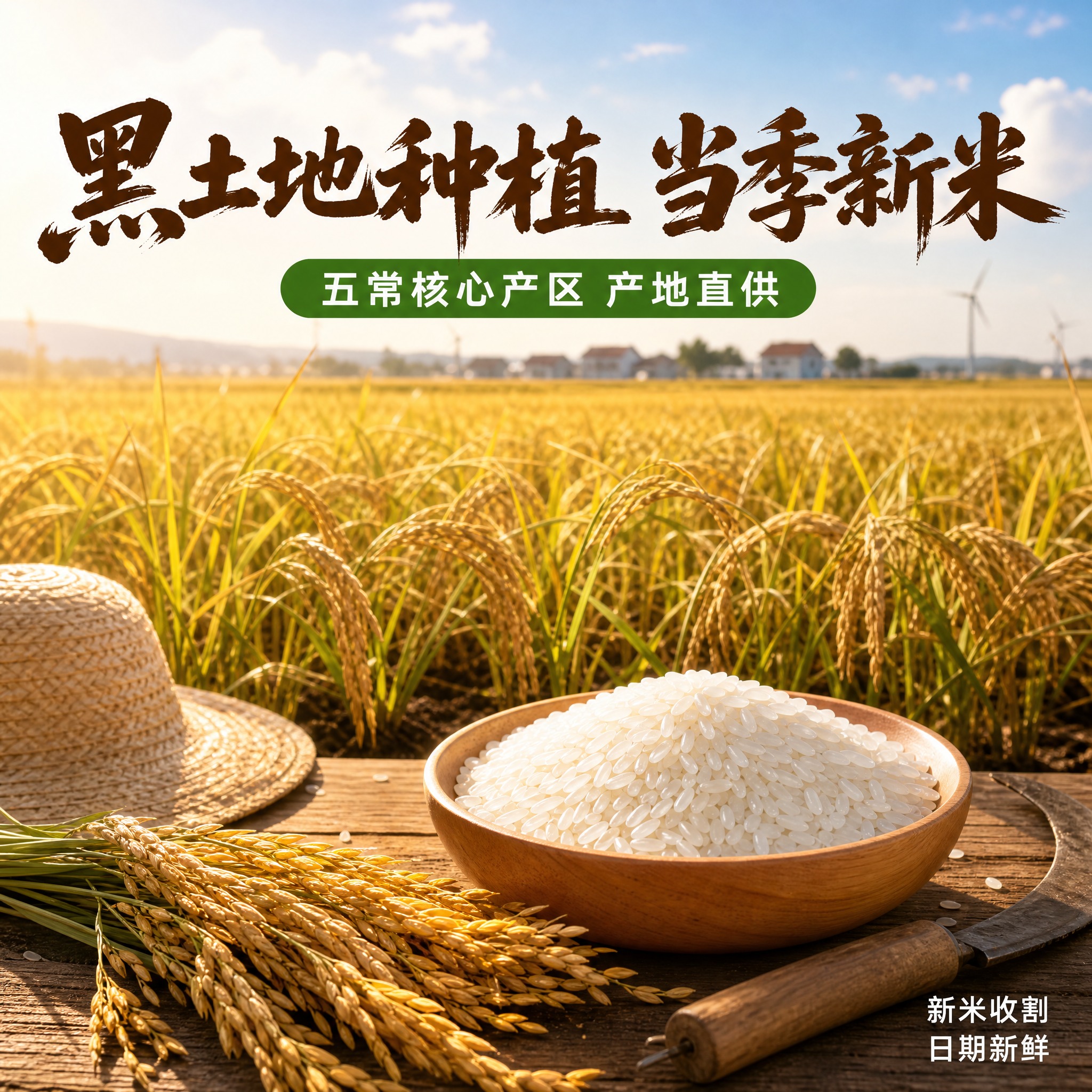 [主图-2 五常大米产地图] 黑土地稻田 五常核心产区 当季收… - 图片创意预览