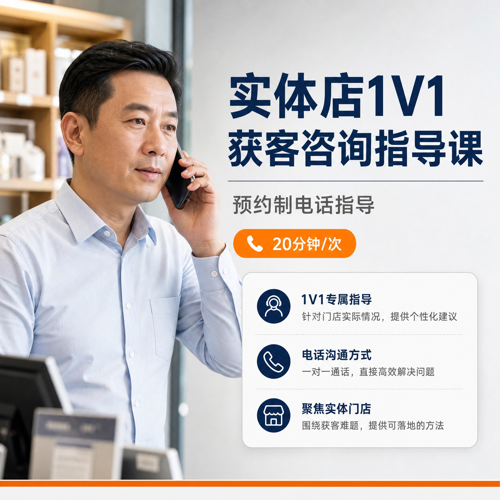 [主图-1] 课程封面主题，展示实体店1V1获客咨询指导课的专… - 图片创意预览
