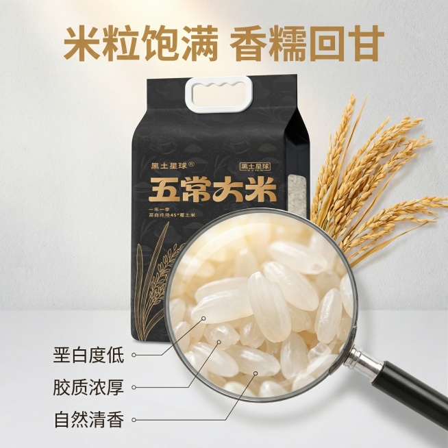 [垫图] https://gdesign-dam-hz.dancf.com/35951420116555830/bb7e20d40e1d4e73850567045103a983.jpg 五常大米细节主预览效果