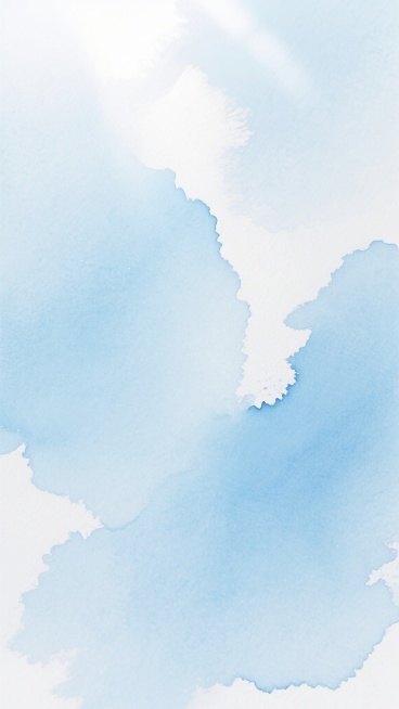 柔和的水彩风格背景，以纯净的浅蓝色和白色为主色调，色彩过渡自然柔和，带有水彩特有的轻盈晕染质感和微妙的纹理变化，整体呈现出明亮、通透、宁静而清新的氛围，光线从画面上方柔和洒落，营造出淡雅朦胧的视觉效果，适合作为背景使用。预览效果