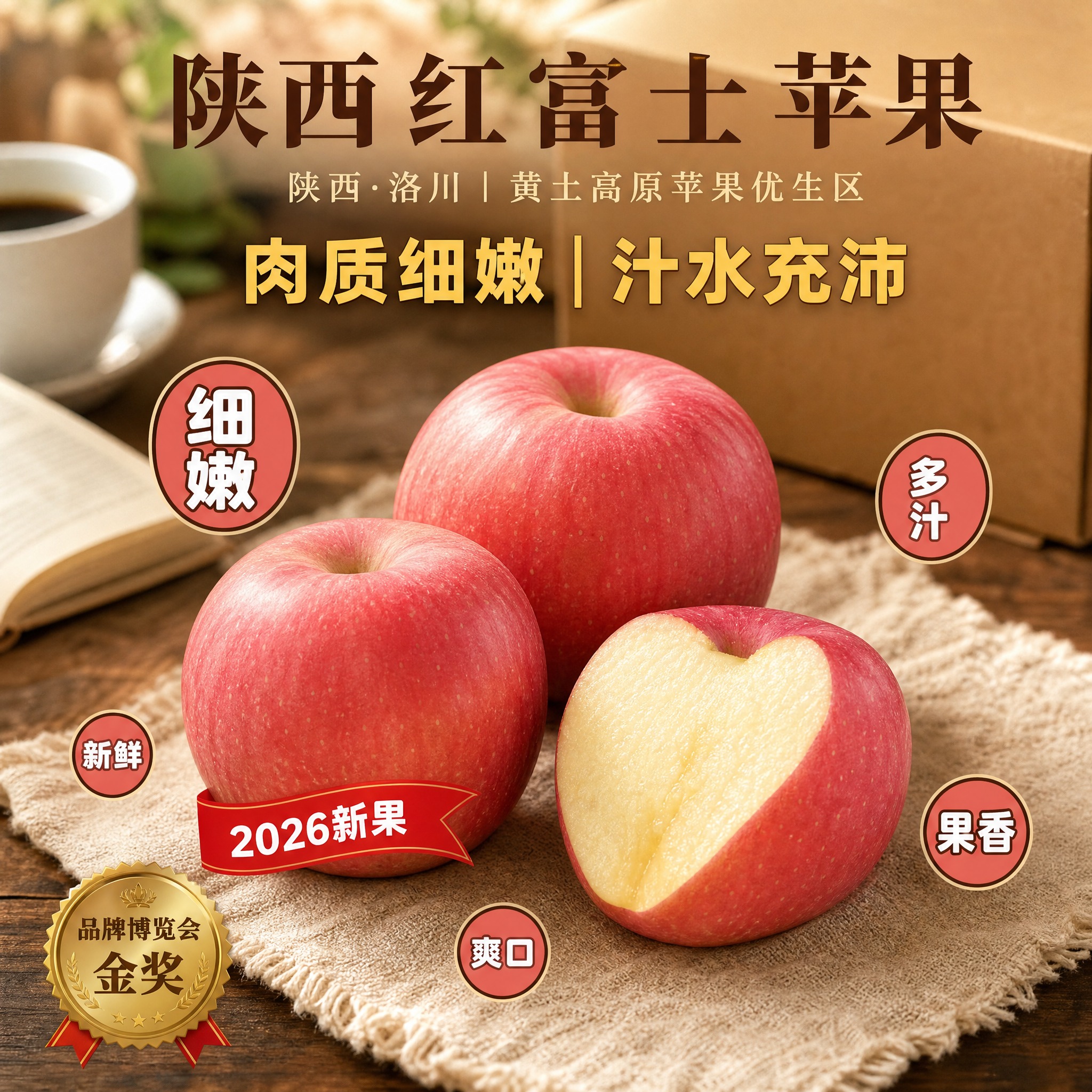 京东生鲜电商主图，800×800像素，1:1正方形。主题：陕西… - 图片创意预览