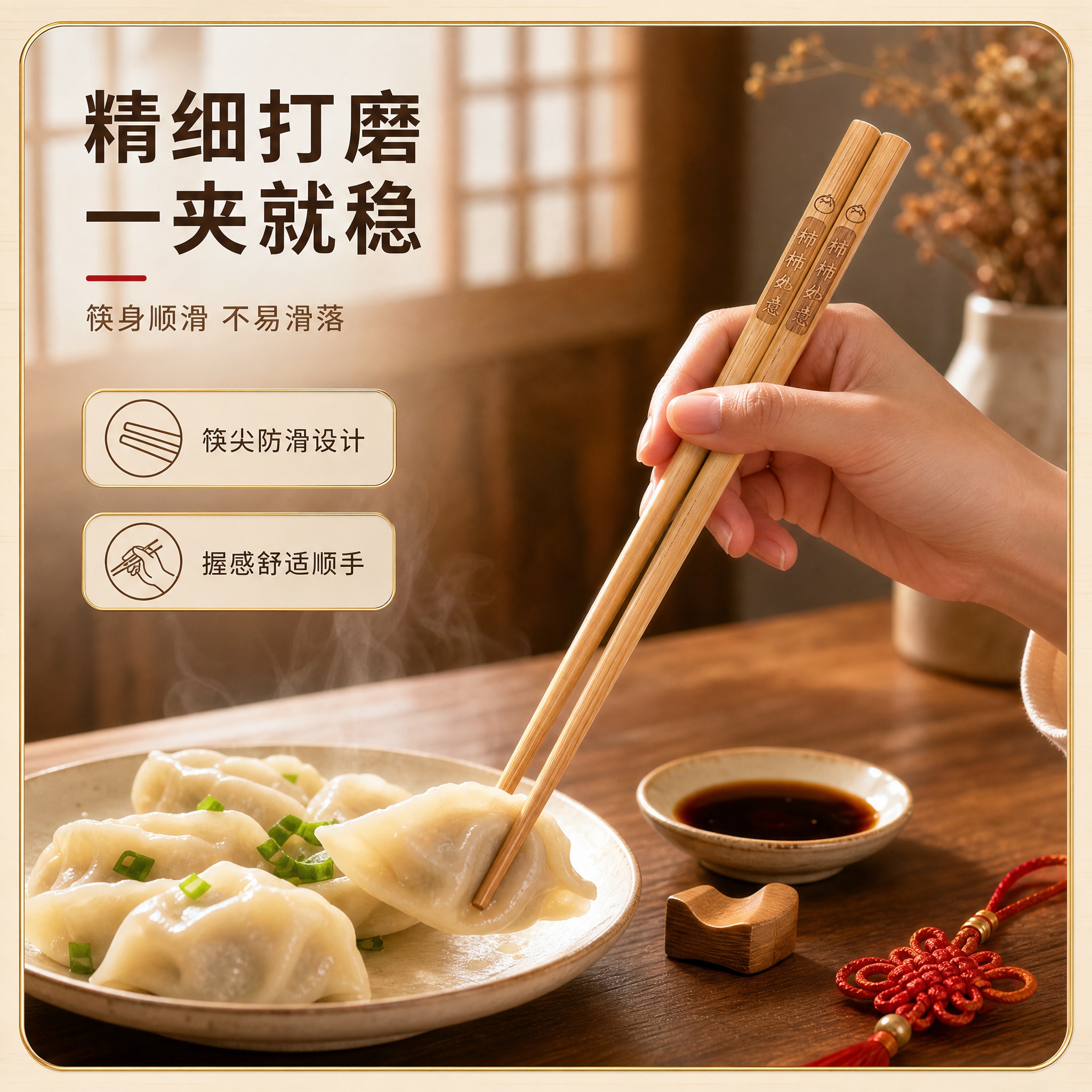 [主图-3] 光滑打磨与使用场景图，展示手持夹菜真实使用状态。… - 图片创意预览