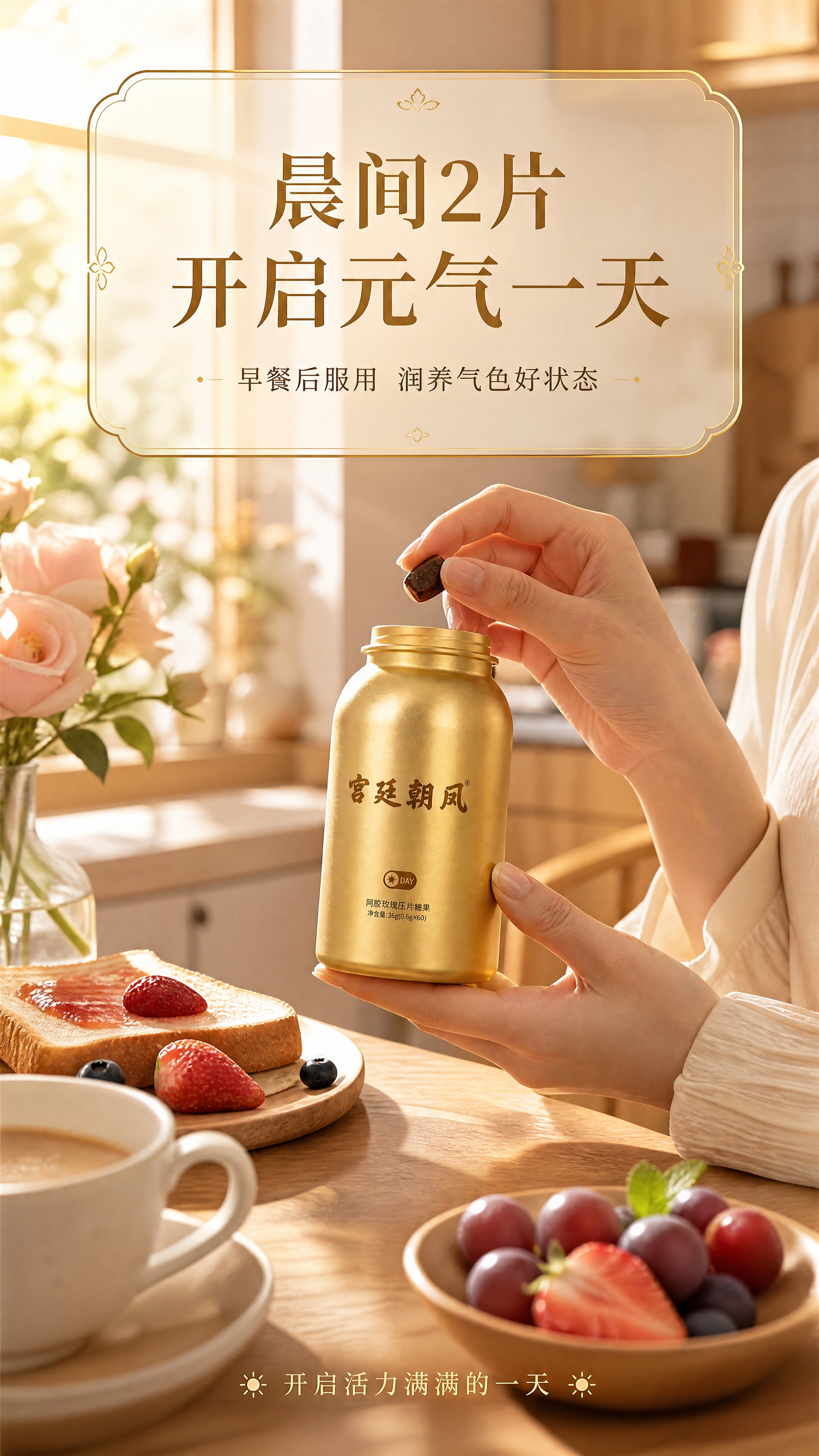 [商品] 使用【图1】【图4】金色日间瓶（阿胶玫瑰压片糖果）；… - 图片创意预览