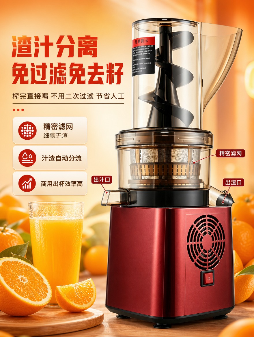 [商品] 使用【图2】商用原汁榨汁机内部结构侧视图，酒红色机身… - 图片创意预览