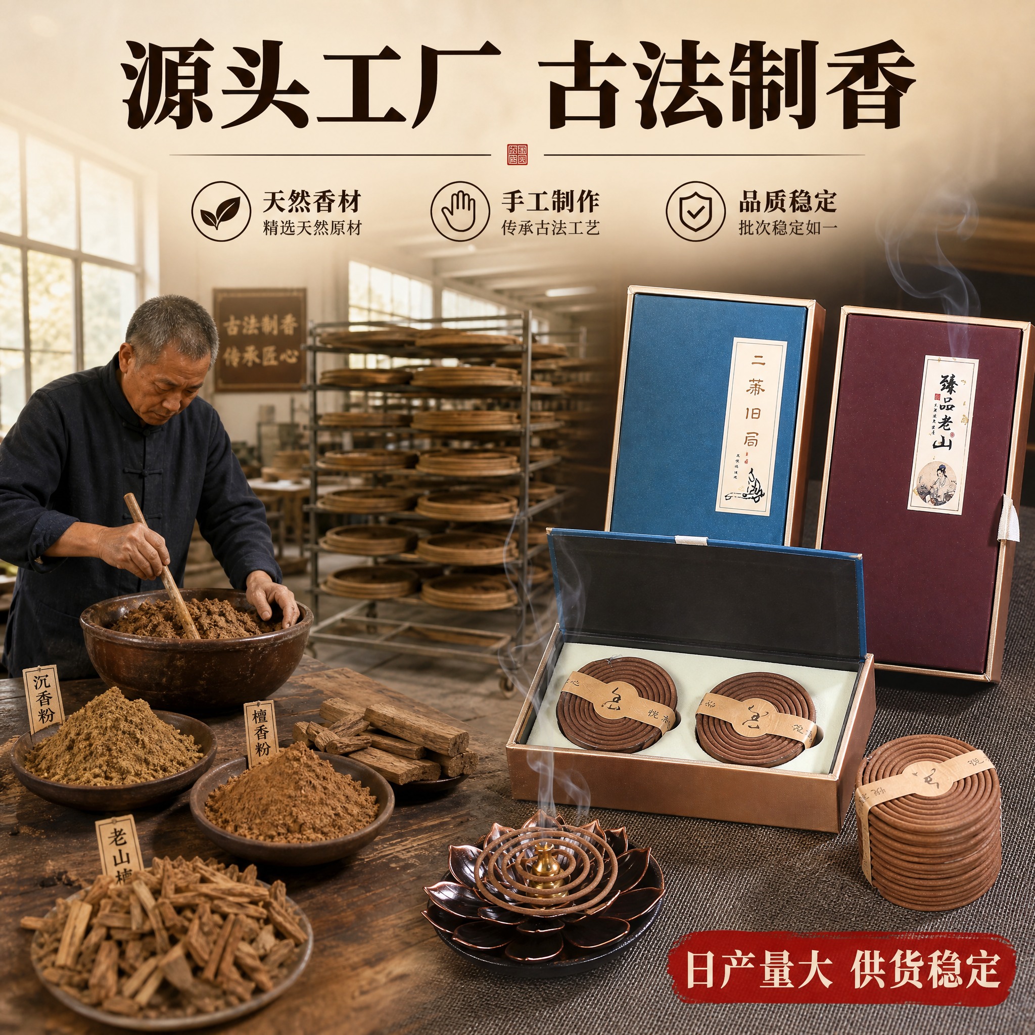 [主图-2] 工厂生产实力与天然香材原料展示主图，体现1688… - 图片创意预览