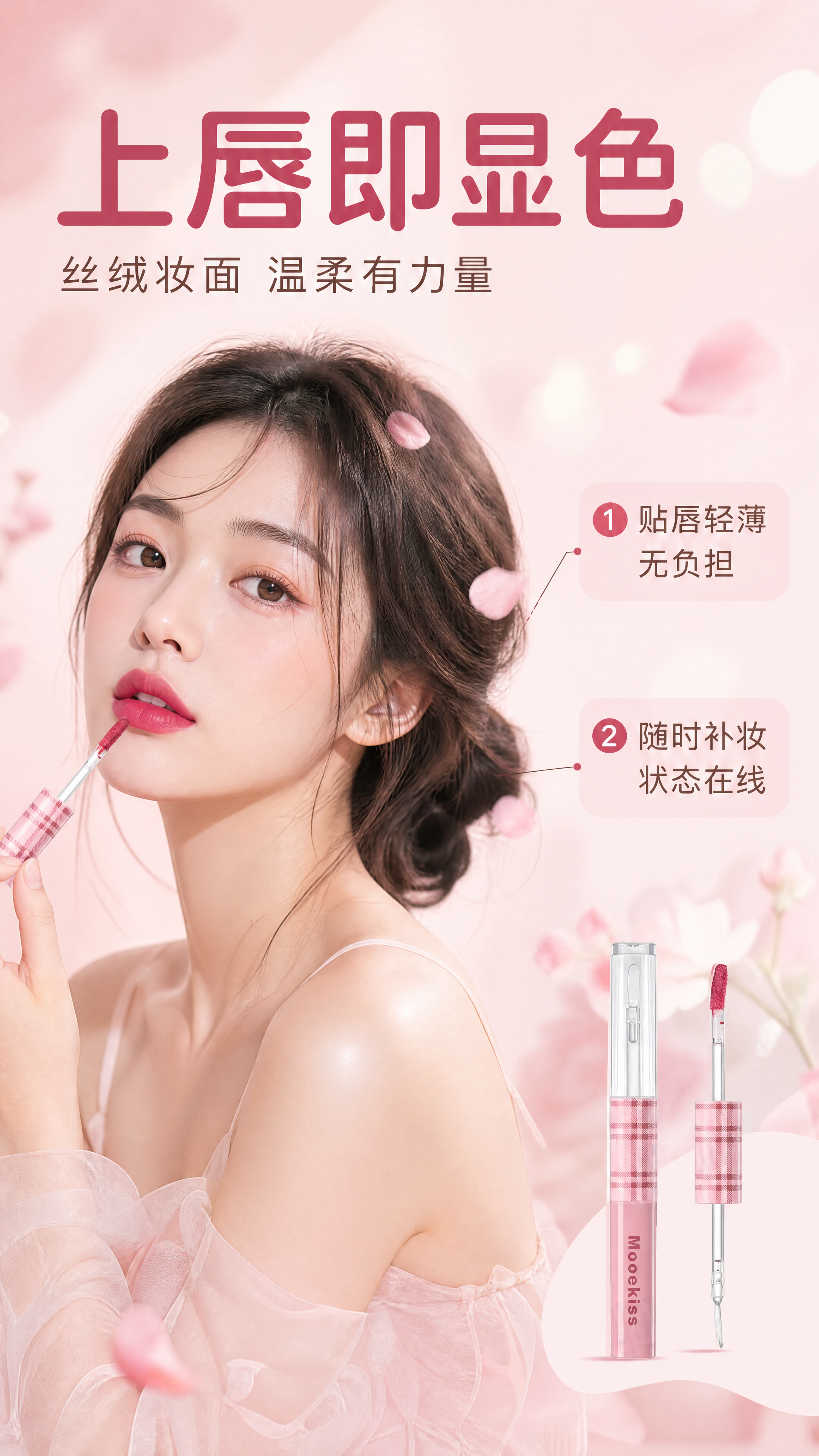 [商品] 使用【图1】Mooekiss 玫红色液体唇釉：保留粉… - 图片创意预览