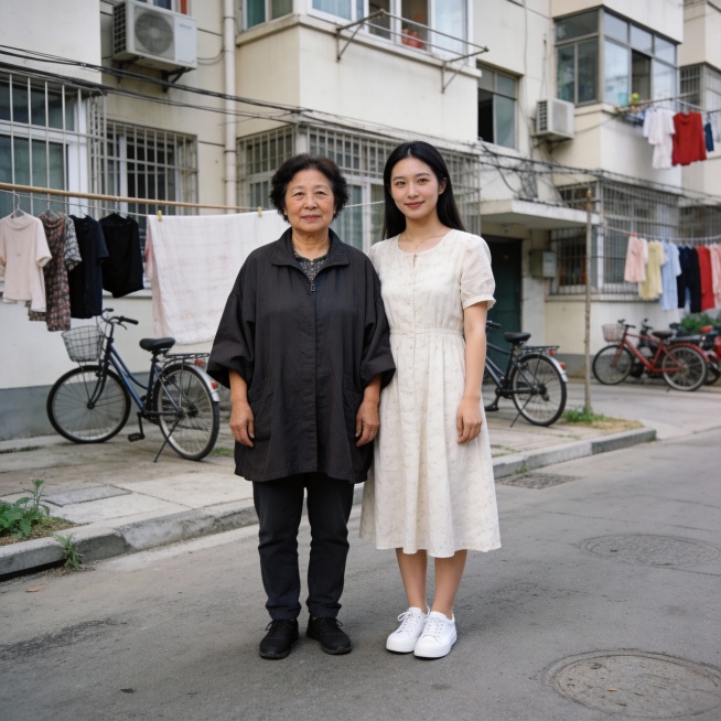 日常生活快照，非特定构图与打光，随手一拍的感觉，真实场景，一对中国母女，50岁的母亲和25岁的女儿，不同风格的母女，逼真，现实感，真人感，母女合影。生成20张预览效果