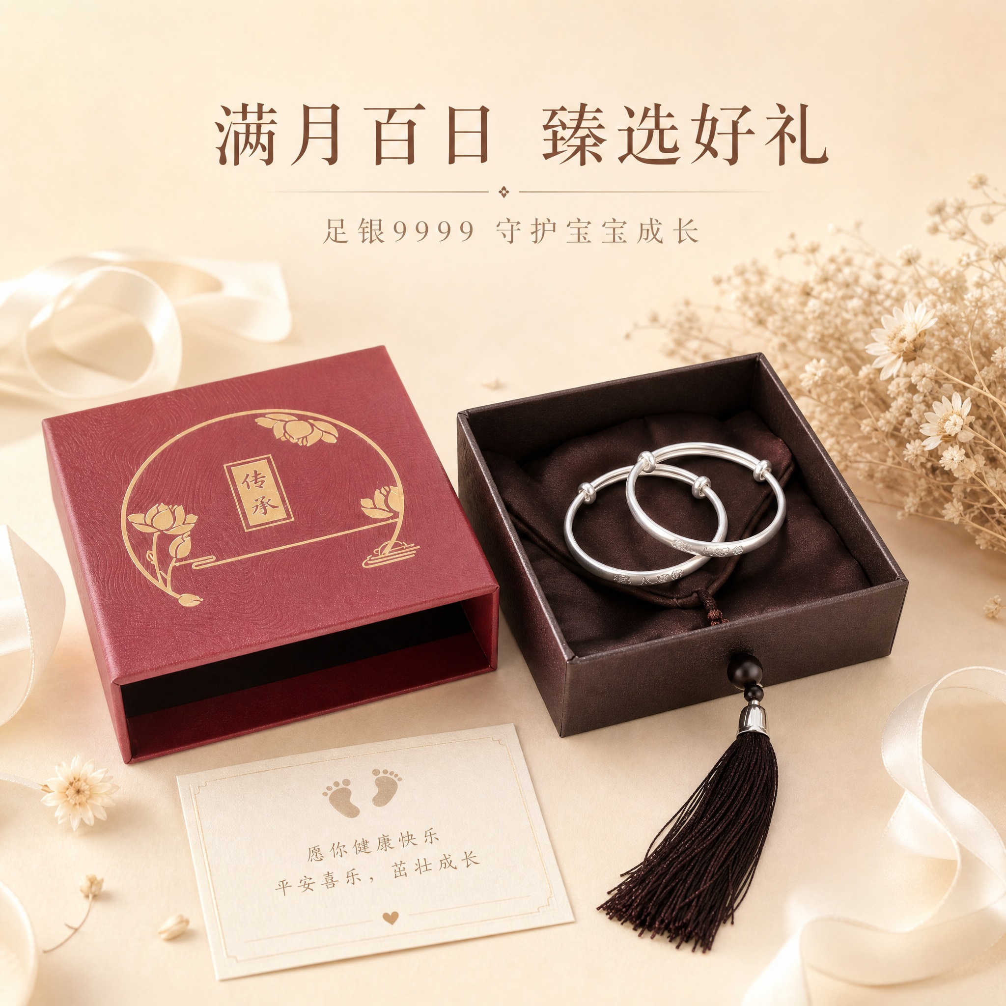 [主图-6] 主题：礼赠包装展示，突出宝宝满月礼百日礼的仪式感… - 图片创意预览