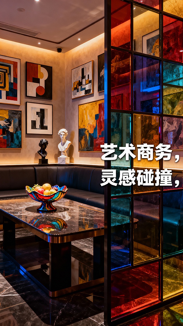 我们是做KTV的，生成50张商务KTV的图文，图文不要带二维码、联系方式、地址，图片可以加一点文案进去，能吸引客户的文案