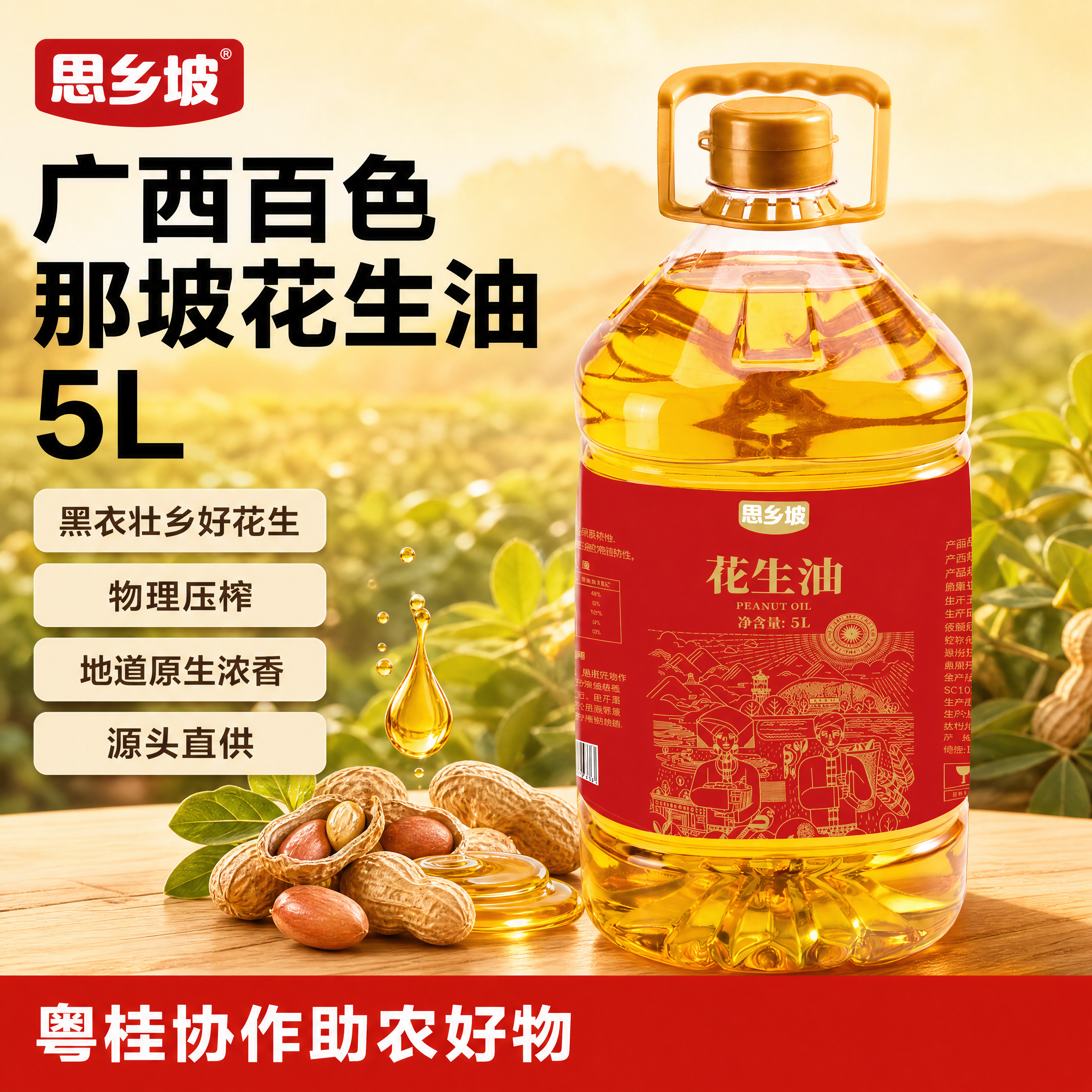 [单张主图] 广西百色那坡花生油，爆款促销感主图，点击转化信任… - 图片创意预览