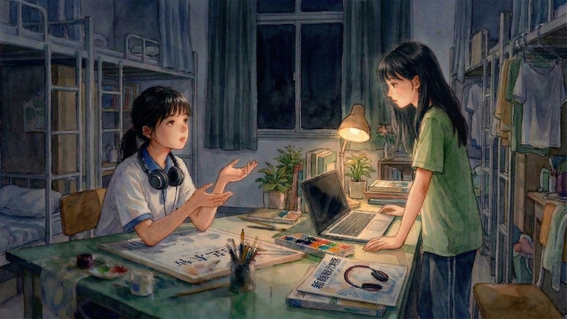 将右边女生的头发颜色改为黑色预览效果