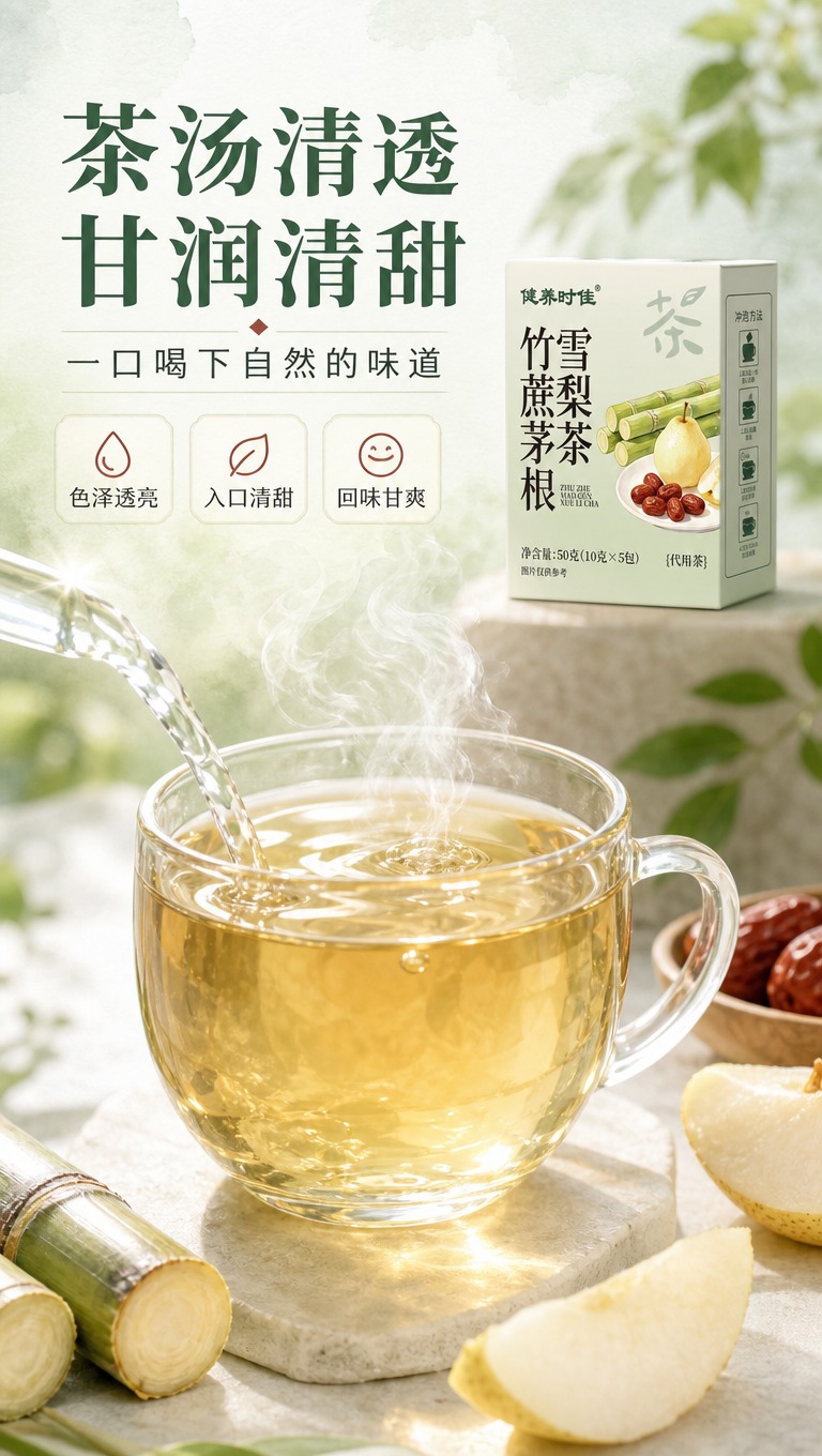 [商品] 使用【图1】健养时佳竹蔗茅根雪梨茶盒装产品；保留包装… - 图片创意预览
