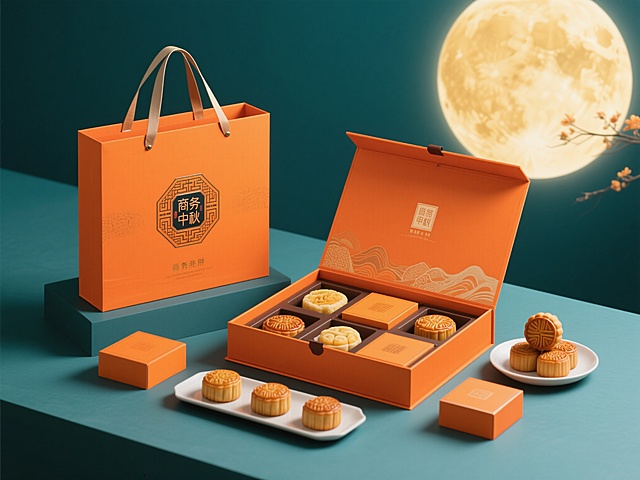 中式商务中秋礼盒，国潮几何设计，简约鎏金风，彰显高端典雅。