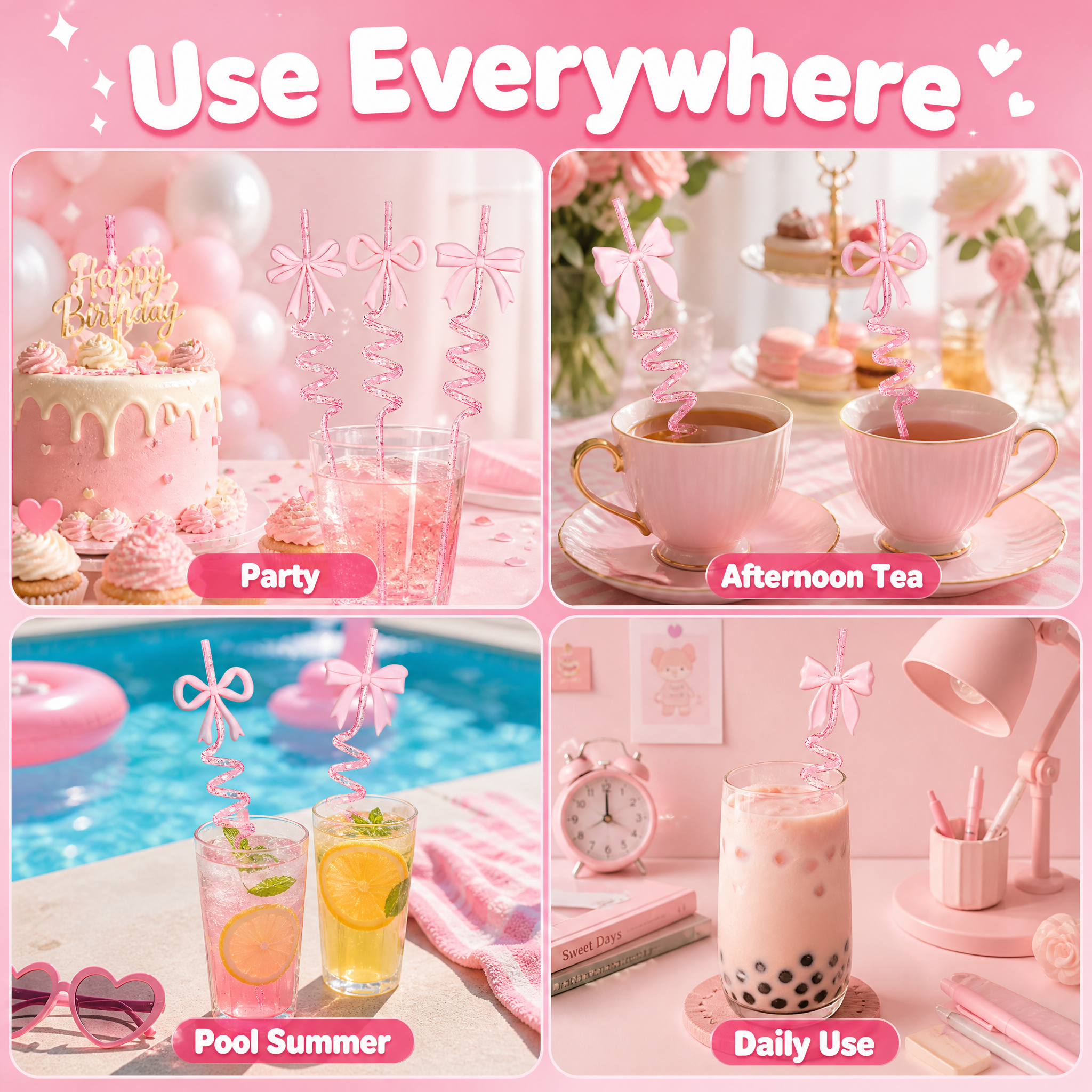 [主图-4] Pink Bow Glitter Curly S… - 图片创意预览