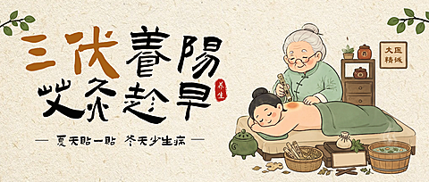 三伏艾灸中医养生门店营销中式感公众号首图