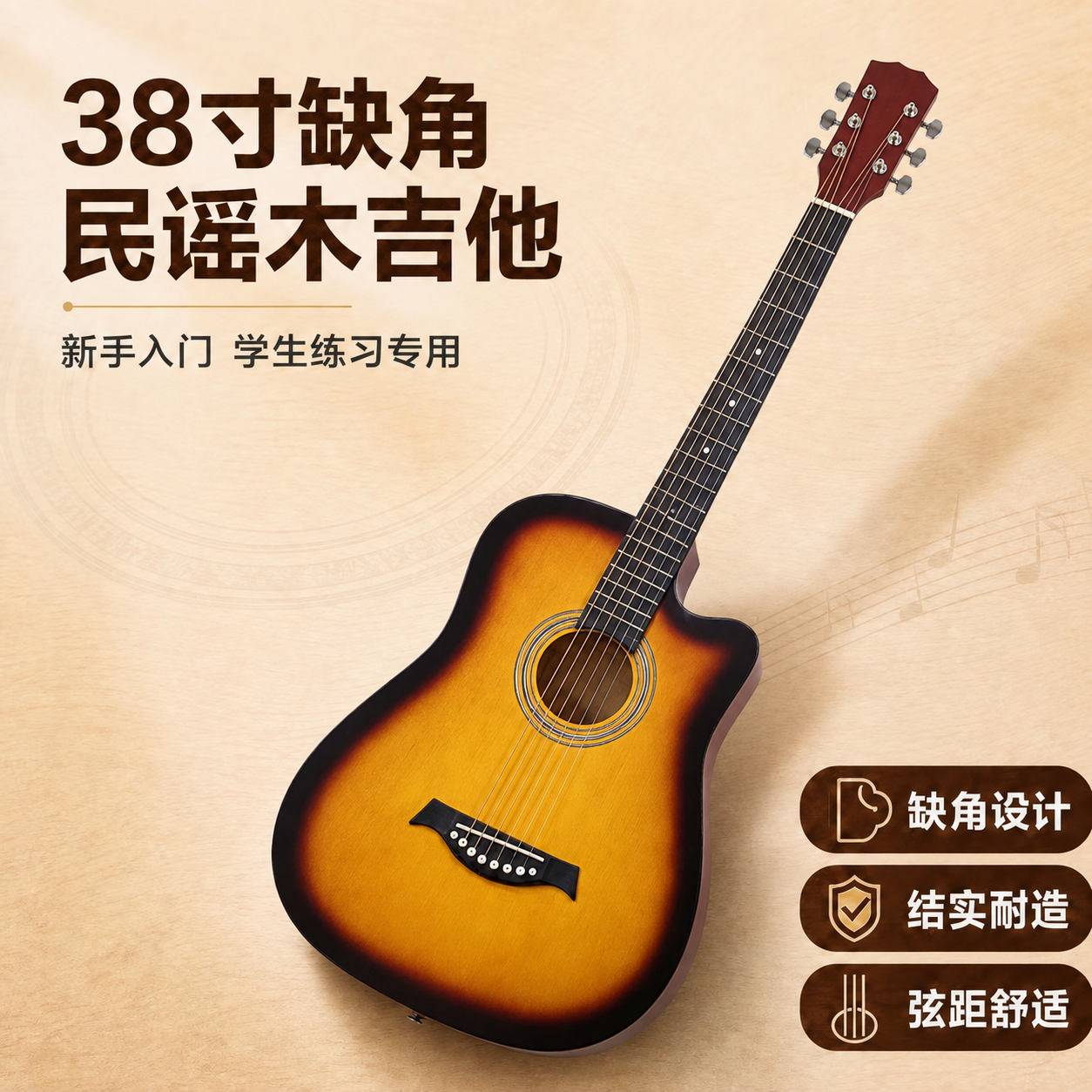 复刻参考图的电商主图版式，仅将画面中的蓝色吉他替换为用户提供的… - 图片创意预览