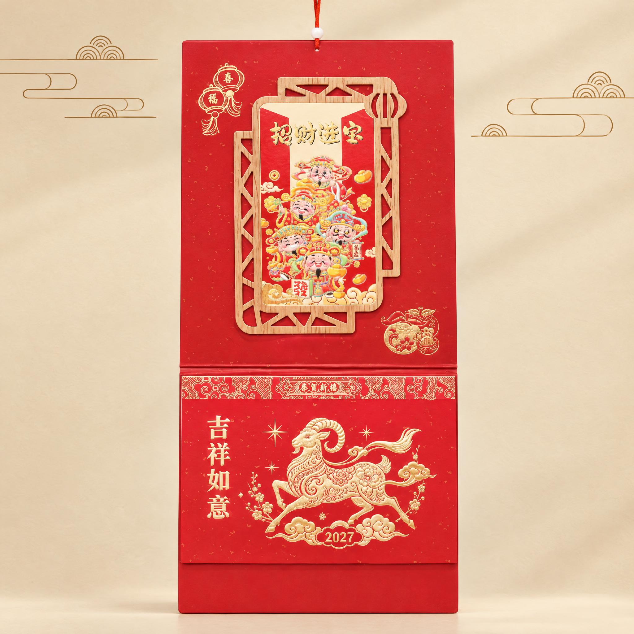 产品精修实物实拍图，挂历严格参照上传产品图，完整保留所有可见组… - 图片创意预览