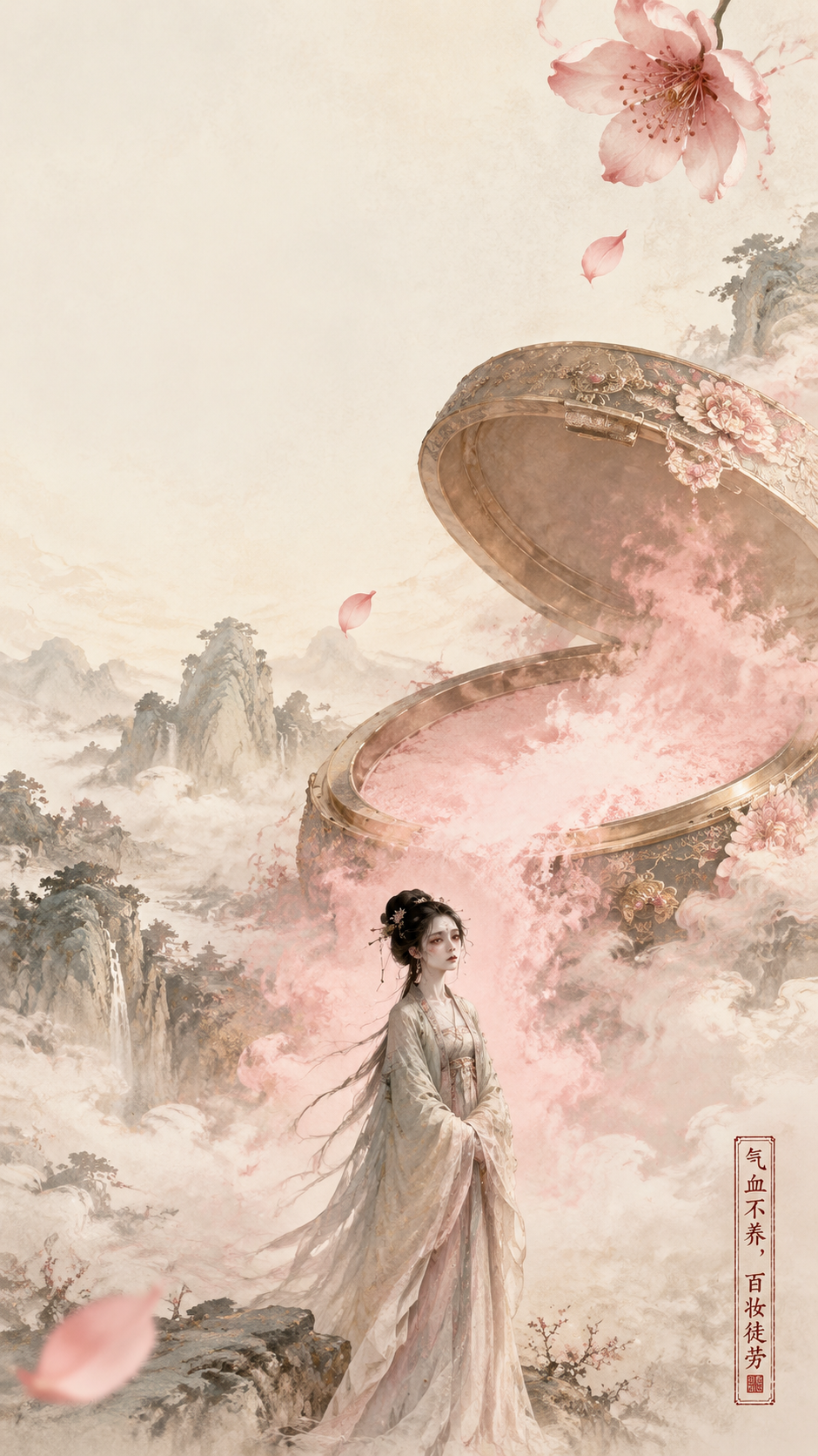国风新中式工笔画风格，神话般雄奇场景，极简设计。画面中央偏下，… - 图片创意预览