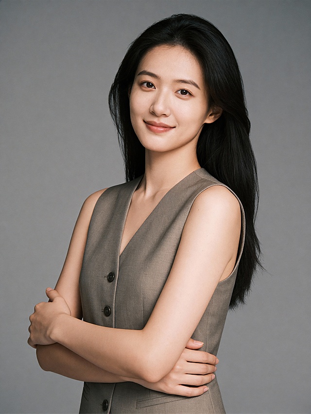 高智领英高管棕色马甲女士形象照