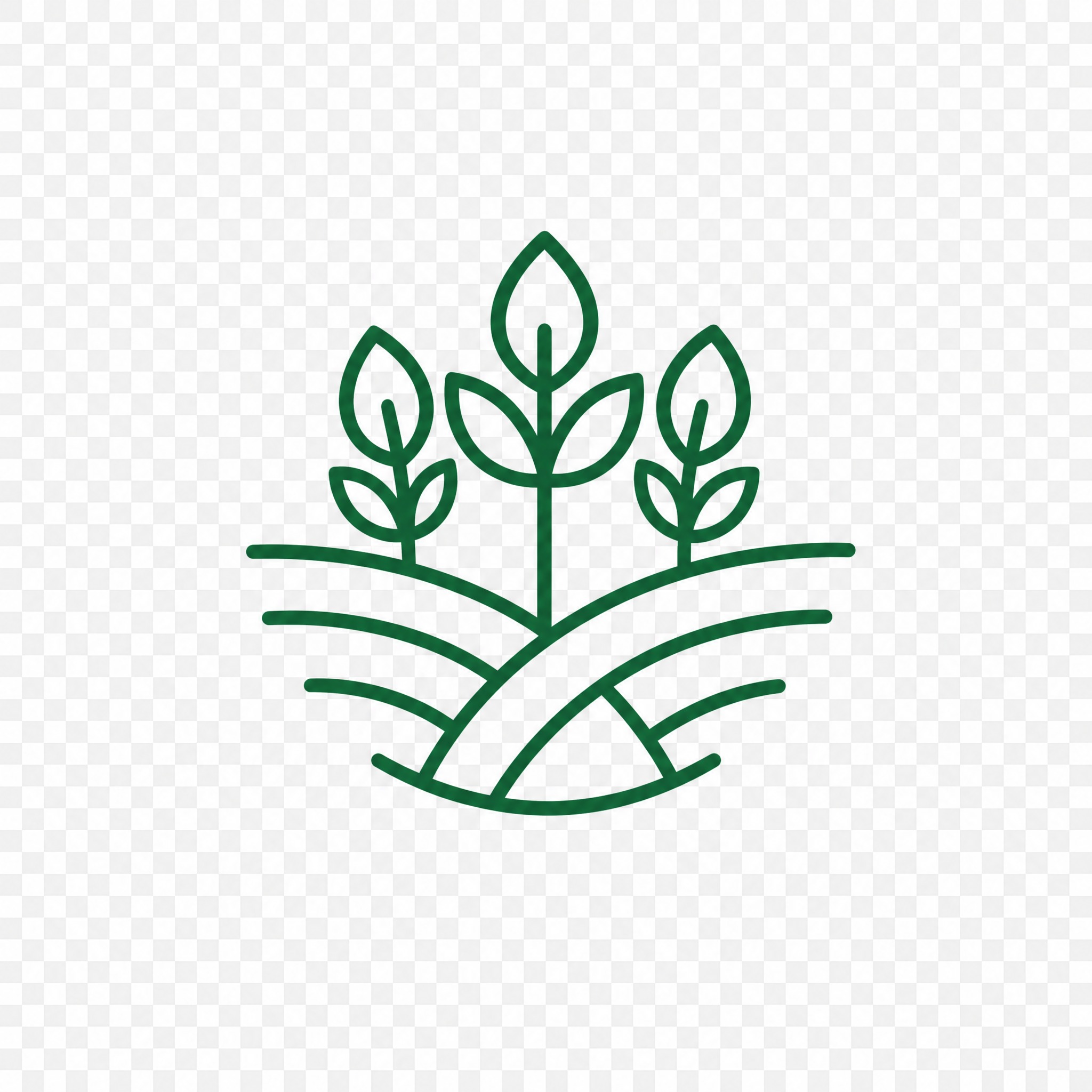 提取参考图中间的图标：三株禾苗植物的简约线性图标，深绿色线条，… - 图片创意预览