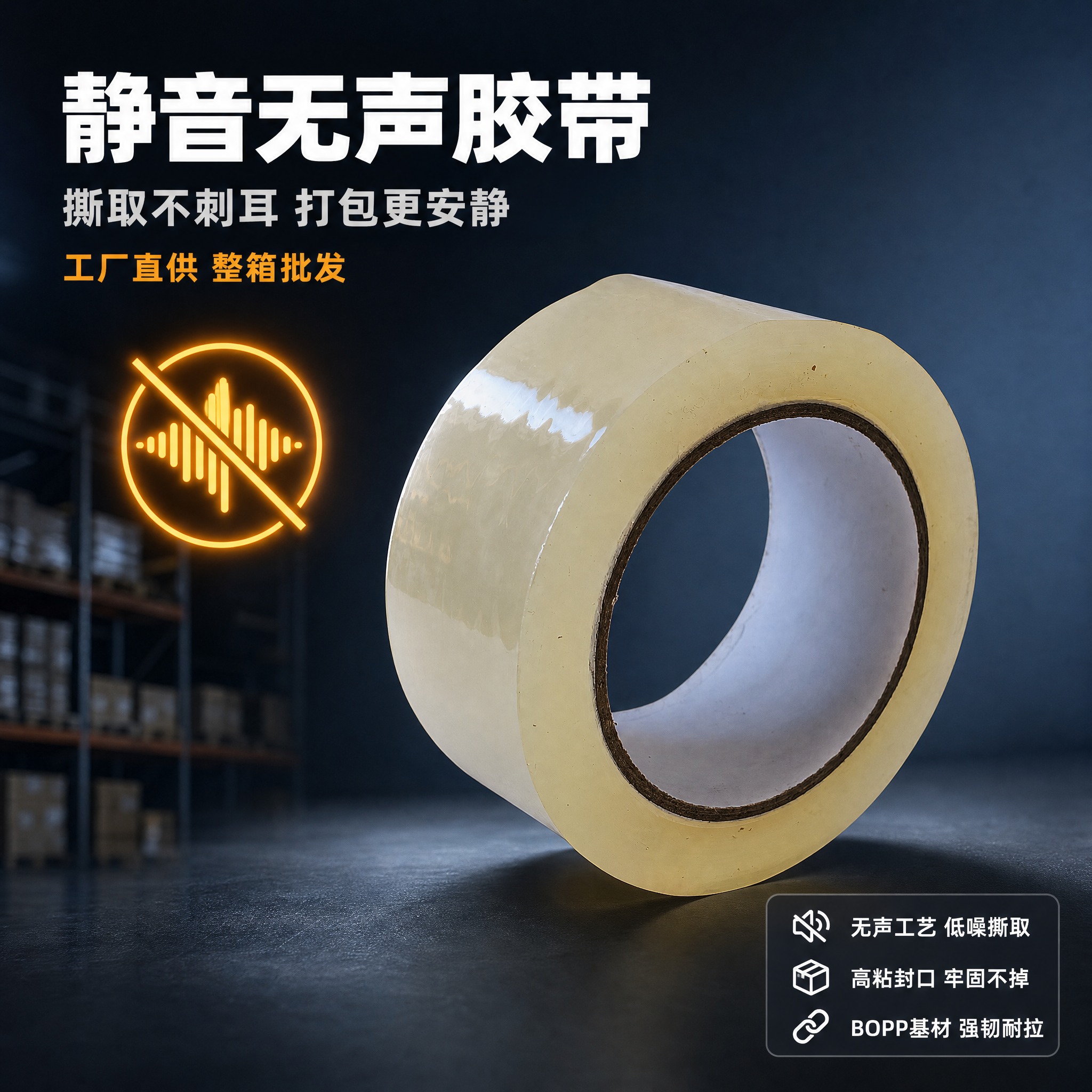 [主图-1] 静音无声封箱胶带 首图产品身份展示，突出静音无声… - 图片创意预览