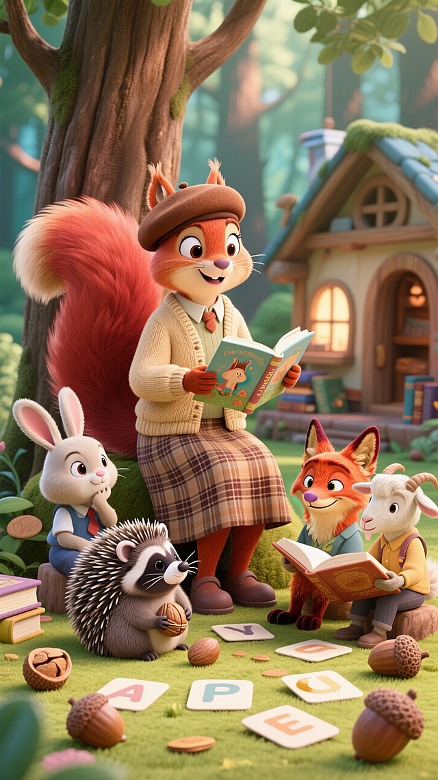 🐿️松鼠老师读童话，森林书屋萌趣多📖