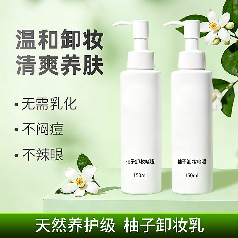 绿色清新卸妆水产品营销电商主图