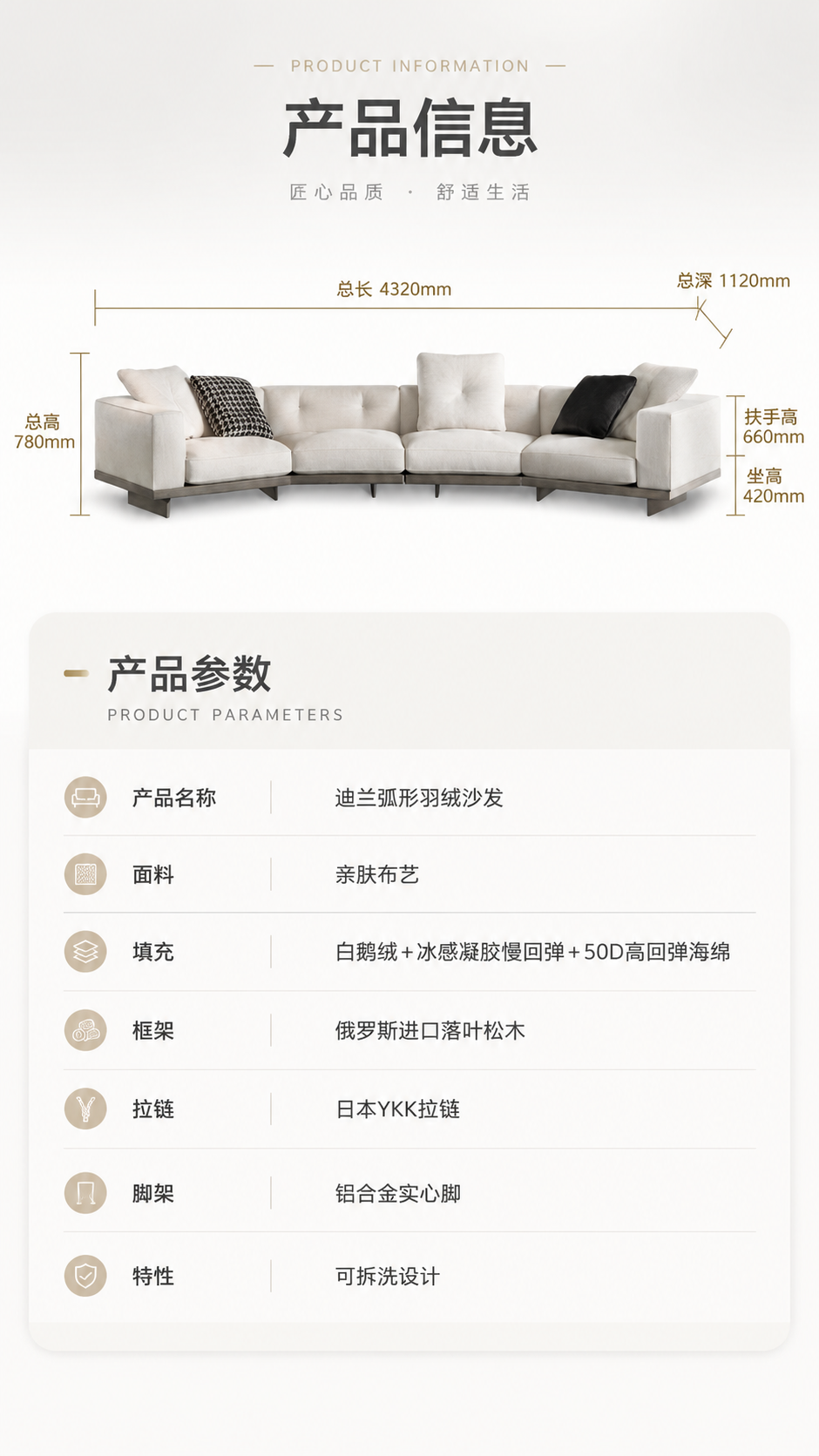 [商品] 使用【图1】迪兰弧形组合沙发正视图；保留弧形分段结构… - 图片创意预览